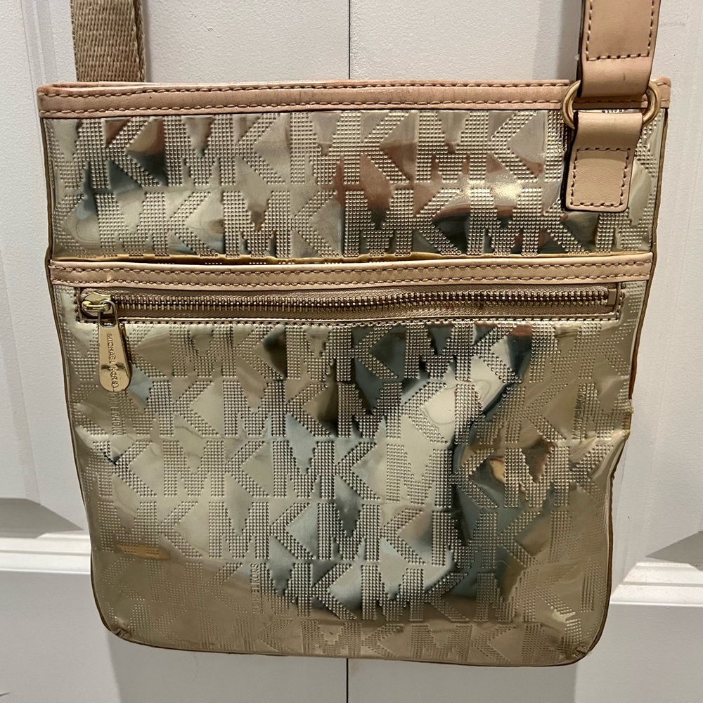 Michael Kors gold MK crossbody bag